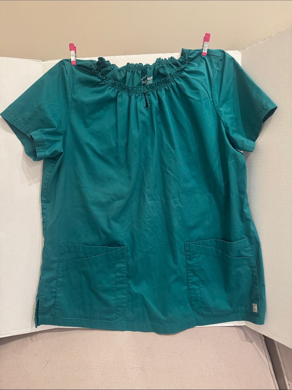 Uniform Advantage Dark Green Short Sleeve Scrub Top with Elastic Neckline